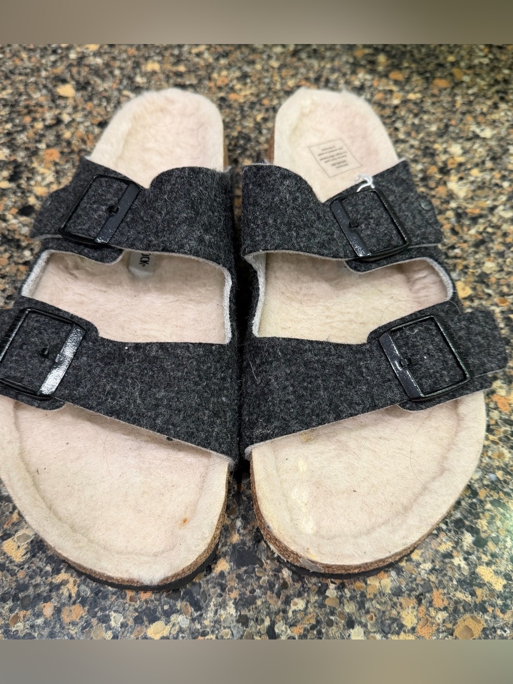 Gray Felt Double-Buckle Slide Sandals Birkenstock size 42/11 New with defect